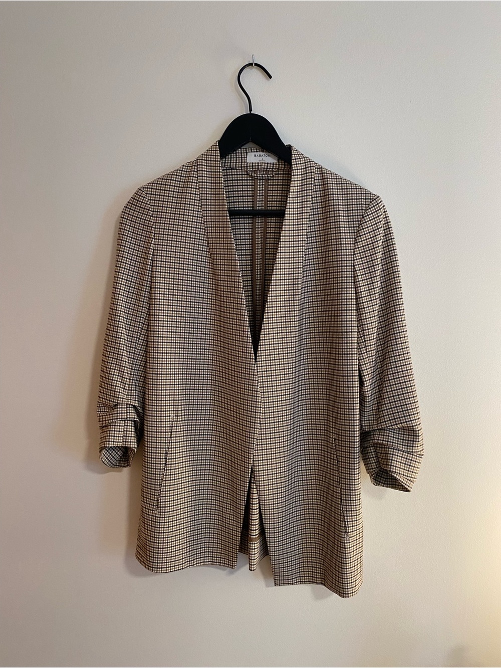 Babaton Oversized Plaid/Gingham Brown Blazer - Picture 2 of 8